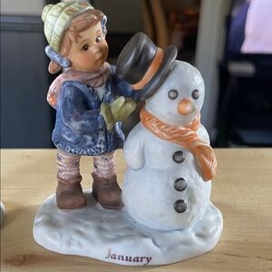 Charming Winter Duo Figurine - Blue and White